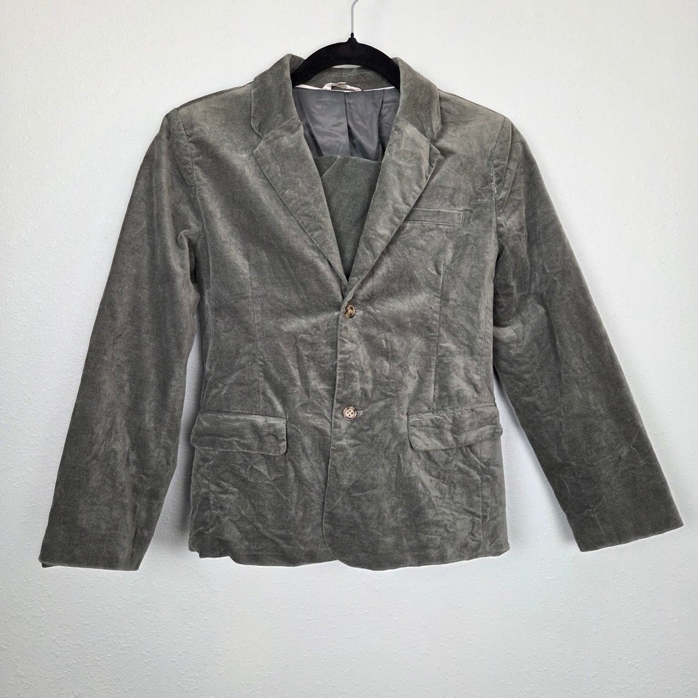 Suit Noralee Boys Size 8-10 Gray Velvet Two-Piece Formal Set Blazer Trousers
